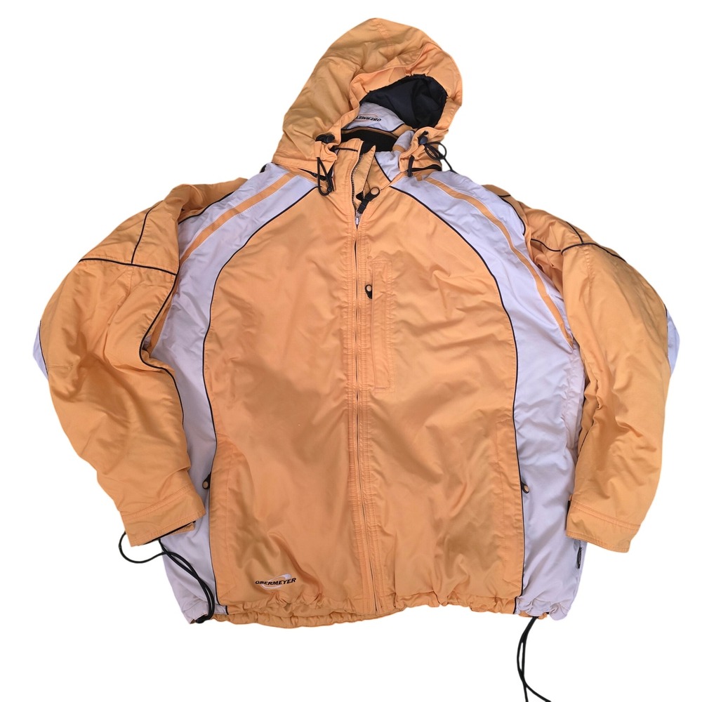 Obermeyer Weather X System Ski Jacket Mens XL Orange Colorblock Hooded Technical
